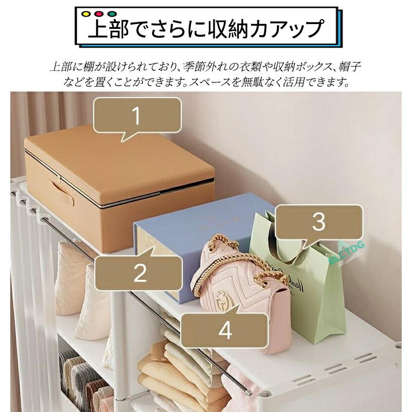 ワードローブ 布製 カバー付き 不織布ワードローブ 2段 ハンガーラック