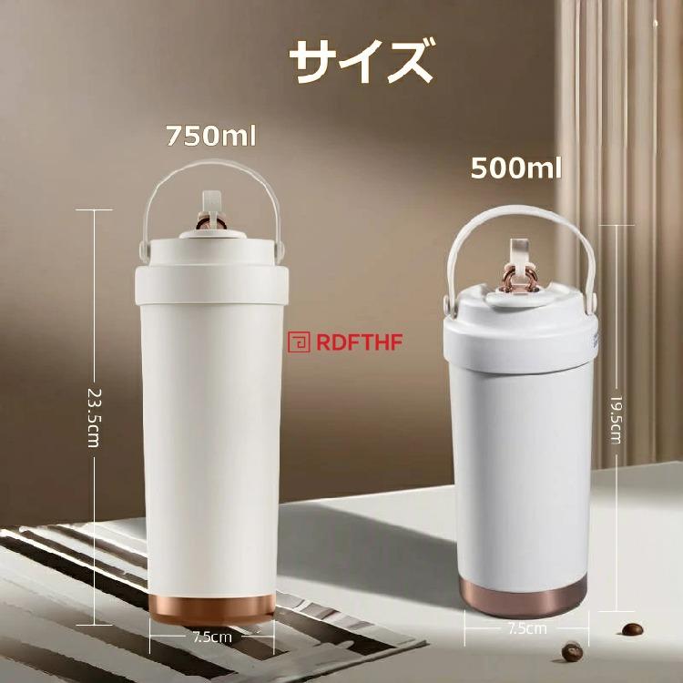 セラミックタンブラー ストロー付き 蓋付き 500ml 750ml 大容量 炭酸