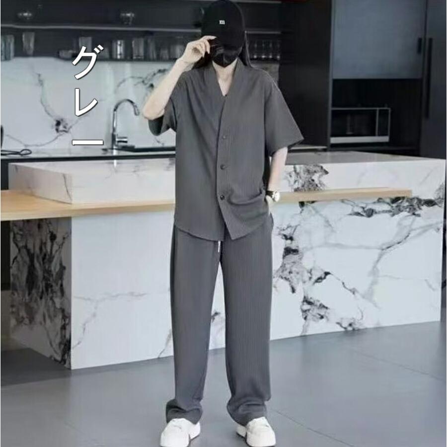 メンズ セットアップ 接触冷感 夏服 半袖 上下セット 大きいサイズ