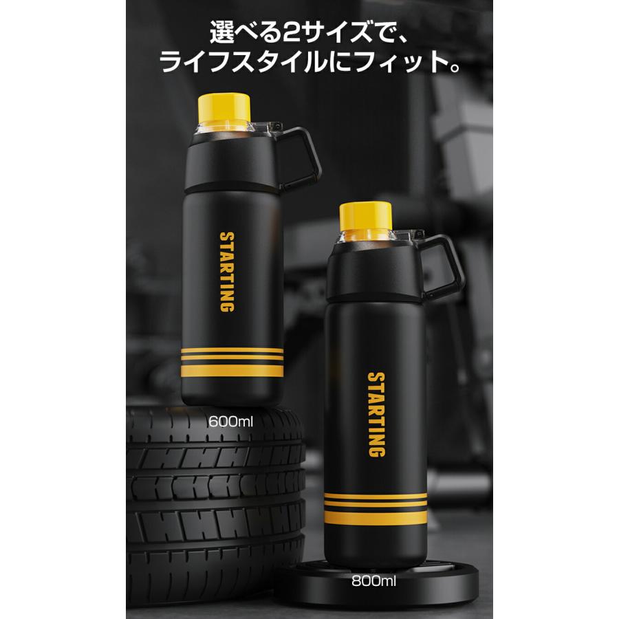 ステンレスボトル 600ml 800ml 水筒 2way 直飲み ストロー 真空二重