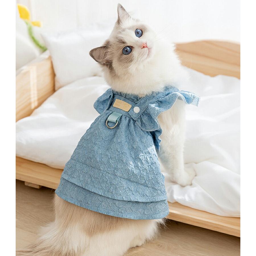 犬服 夏ワンピース ハーネス スカート小型犬 可愛い 犬用 けん引