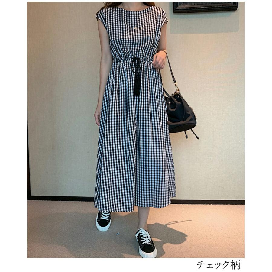 ワンピース レディース 麻混 リネン混 綿麻 ロングワンピース 半袖 A