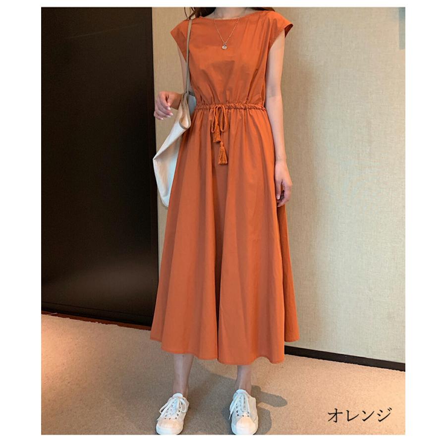 ワンピース レディース 麻混 リネン混 綿麻 ロングワンピース 半袖 A