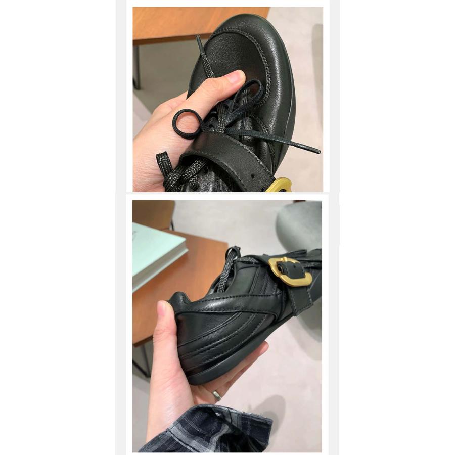 レディース 牛革 レザー フラットシューズ モンクストラップ