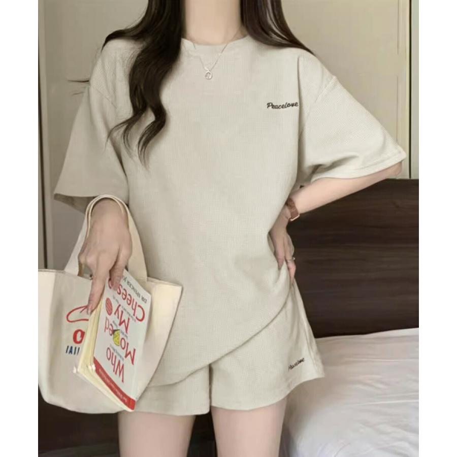半袖 Tシャツ ショートパンツ セットアップ レディース ワッフル 部屋