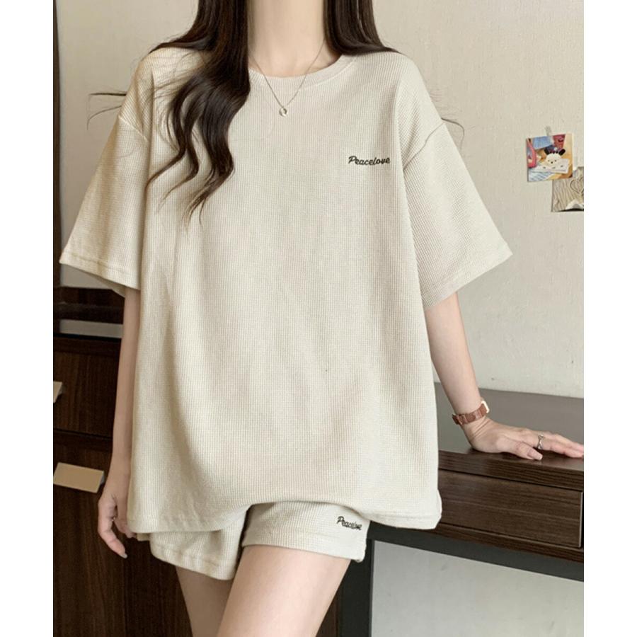 半袖 Tシャツ ショートパンツ セットアップ レディース ワッフル 部屋