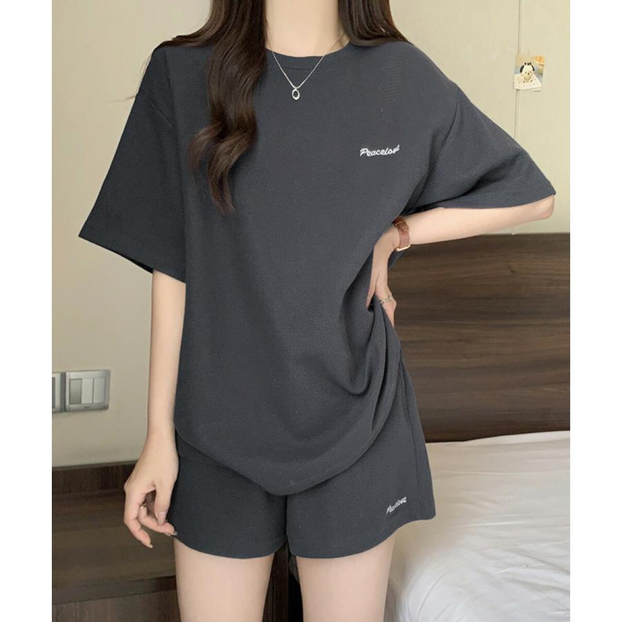 半袖 Tシャツ ショートパンツ セットアップ レディース ワッフル 部屋