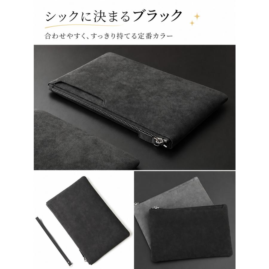 クラッチバッグ メンズ PUレザー ブラック セカンドバッグ 手持ち 着脱