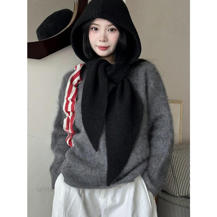 ニットマフラー レディース マフラー スカーフ フード付きマフラー