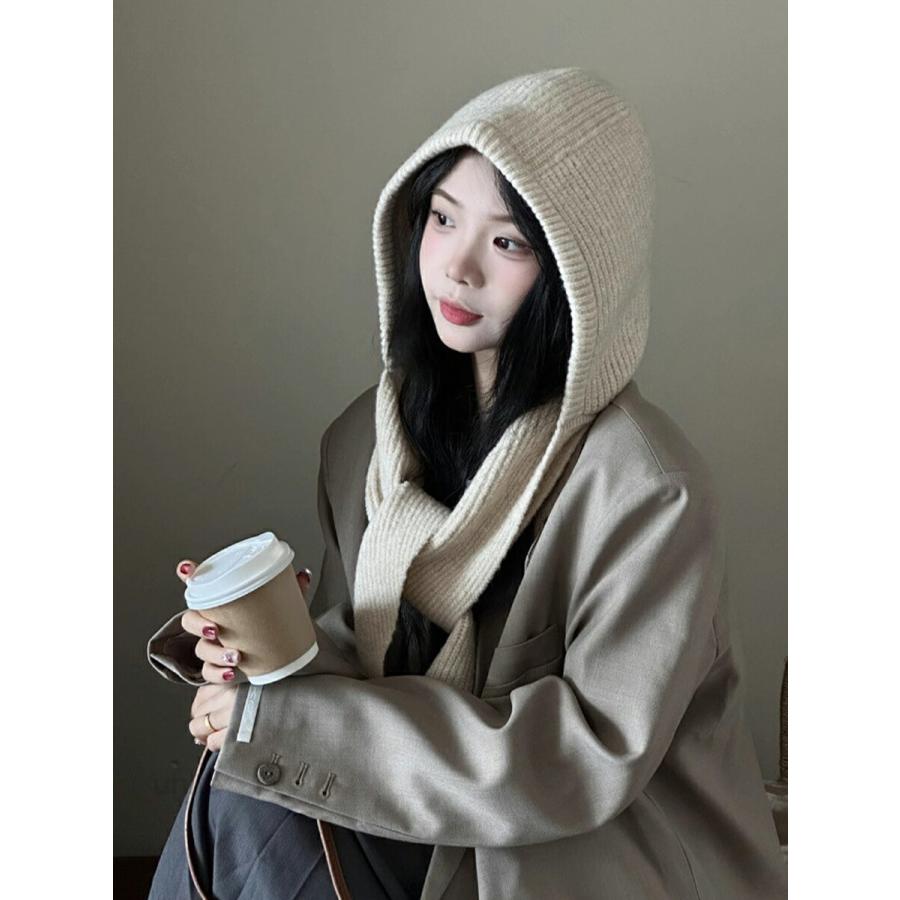 ニットマフラー レディース マフラー スカーフ フード付きマフラー