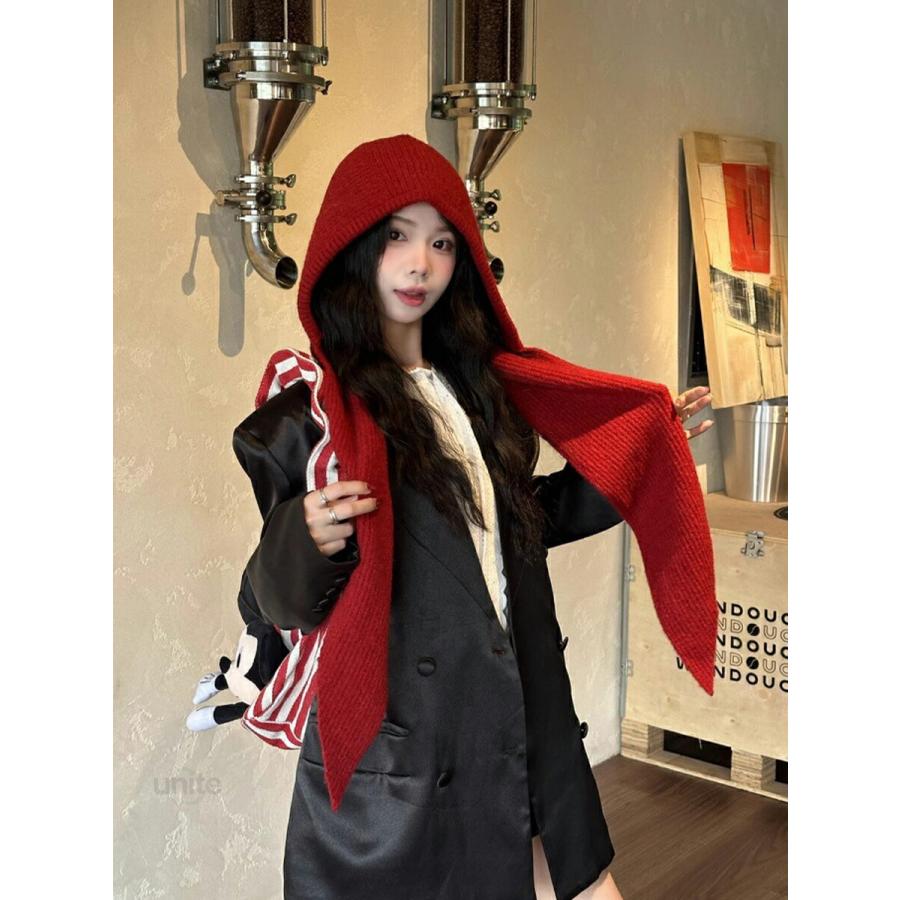 ニットマフラー レディース マフラー スカーフ フード付きマフラー