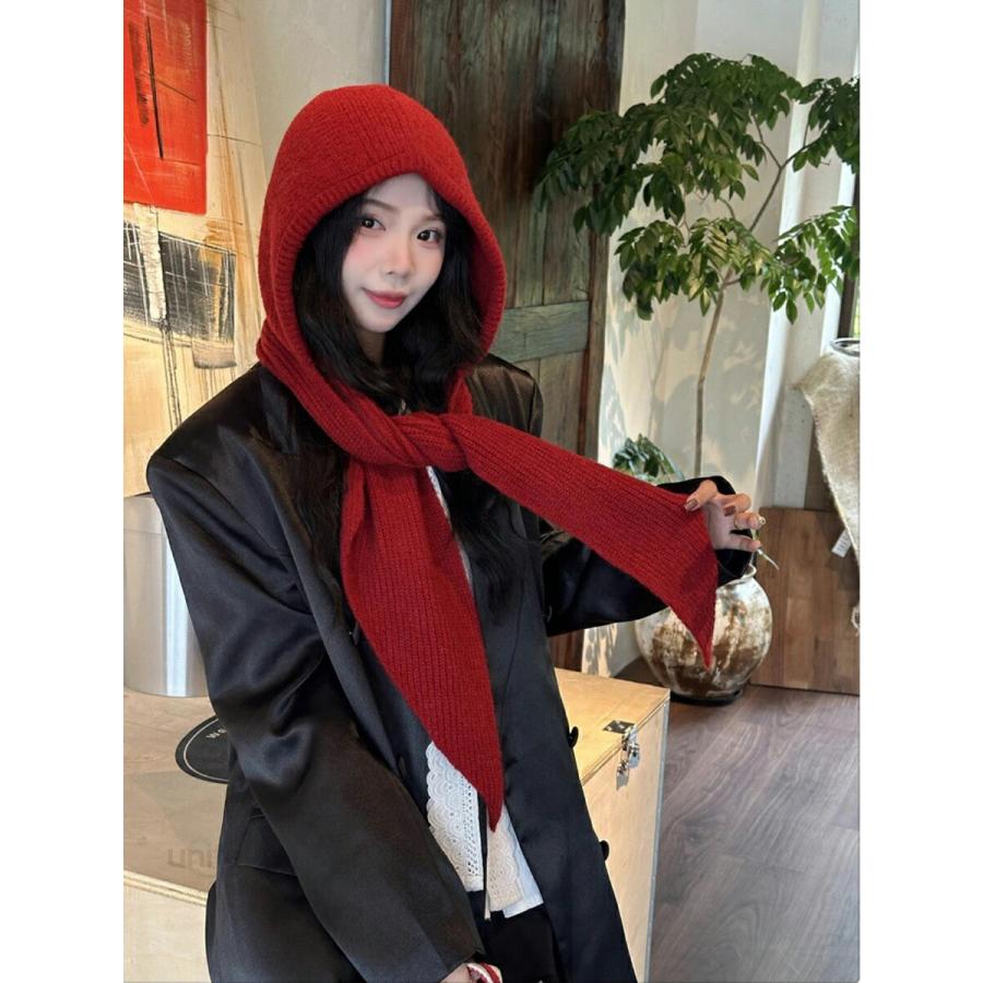 ニットマフラー レディース マフラー スカーフ フード付きマフラー