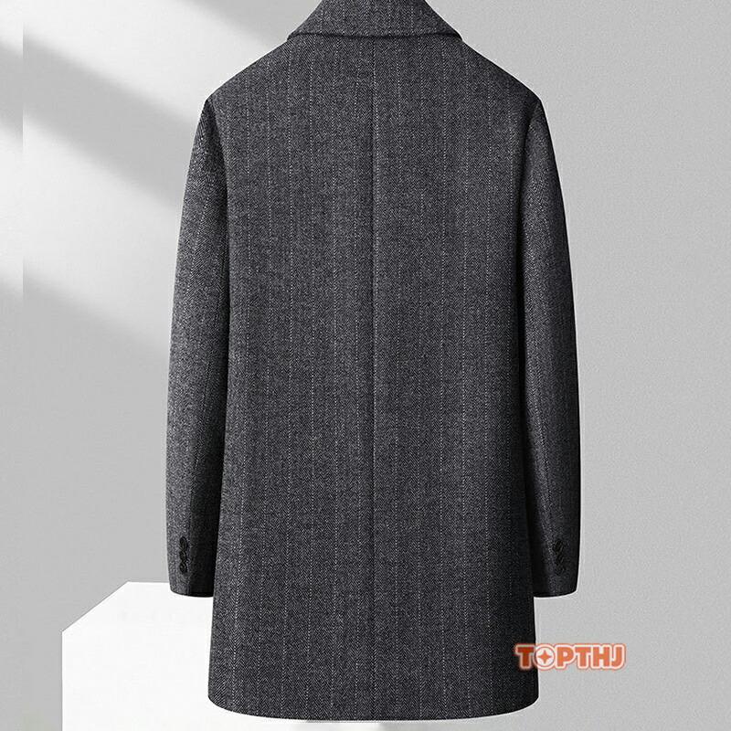ビジネスコート メンズ 紳士服 厚手コート ミディアム丈 ステンカラーコート ウールコート アウター ファッション ロング丈 カッコイイ スプリング秋物 秋冬_10