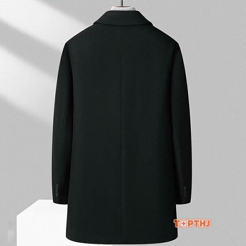 ビジネスコート メンズ 紳士服 厚手コート ミディアム丈 ステンカラーコート ウールコート アウター ファッション ロング丈 カッコイイ スプリング秋物 秋冬_6