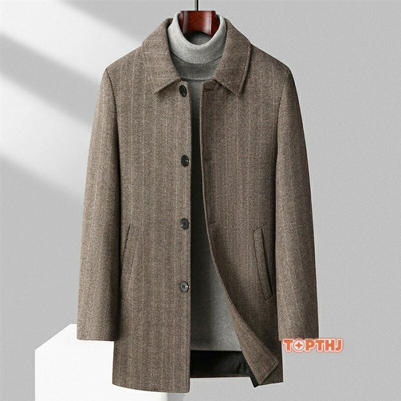 ビジネスコート メンズ 紳士服 厚手コート ミディアム丈 ステンカラーコート ウールコート アウター ファッション ロング丈 カッコイイ スプリング秋物 秋冬_2