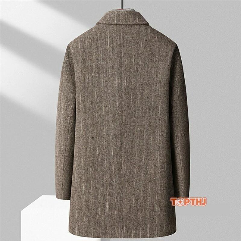 ビジネスコート メンズ 紳士服 厚手コート ミディアム丈 ステンカラーコート ウールコート アウター ファッション ロング丈 カッコイイ スプリング秋物 秋冬_8