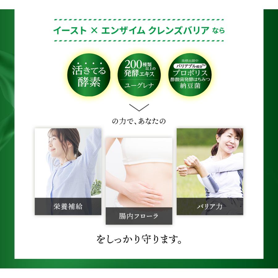 サプリメント 3袋セット 酵素 × 酵母 イースト × エンザイム クレンズバリア 60カプセル 30回分 メタボリック プロポリス 酢酸菌 はちみつ 納豆菌 乳酸菌 | メタボリック | 03