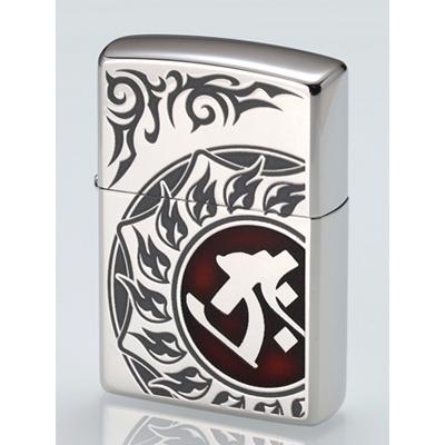 ZIPPO 梵字 タラーク 丑(うし)・寅(とら)年生まれ、守護本尊：虚空蔵菩薩 80036　御守 魔除け 守護かっこいい銀シルバー赤レッドユーズド加工 ジッポーライター | ZIPPO | 01