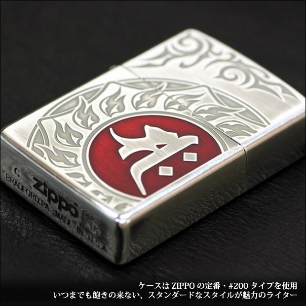 ZIPPO 梵字 サク 午(うま)年生まれ、守護本尊：勢至菩薩 80040　御守 魔除け 守護かっこいい銀シルバー赤レッドユーズド加工 ジッポーライター | ZIPPO | 01