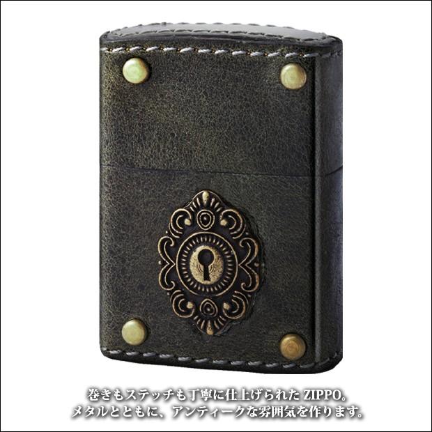 ZIPPO 革巻キーホール BK 2-50d 80072　ヌメ革 吟スリレザー 鍵穴 黒ブラック アンティーク クラッシック おしゃれ 大人｜metaledit｜02