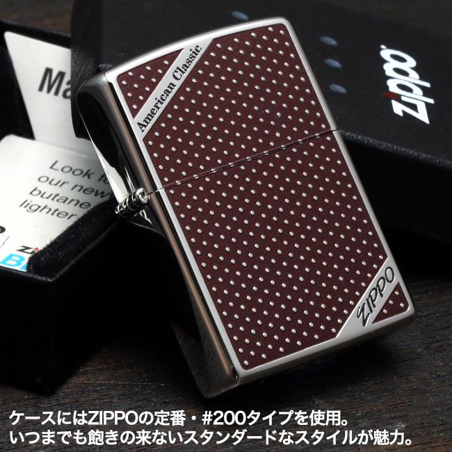 ZIPPO アメリカンクラシック ドット　　水玉 エレガント レトロ  かっこいい 高級 ライター 赤 ボルドー シルバー エンボス加工 両面加工 プレゼント ギフト | ZIPPO | 05