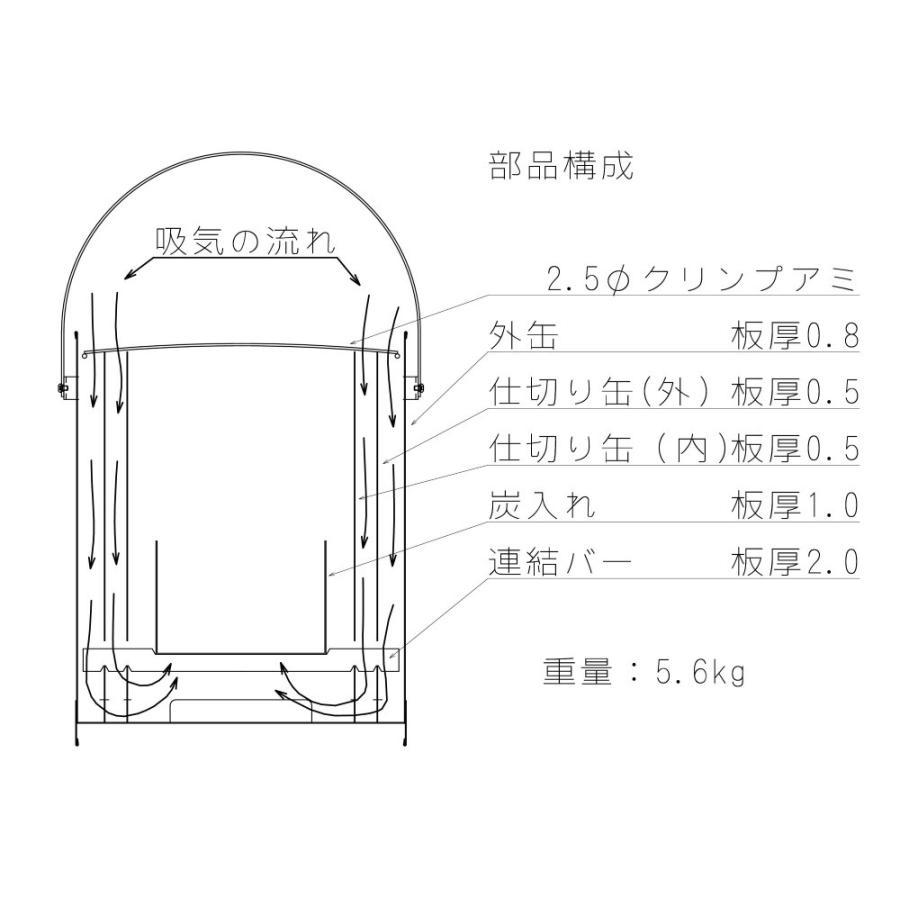 ステンレス製 七輪 バーベキューコンロ ペール缶サイズ BBQ 頑丈(市販