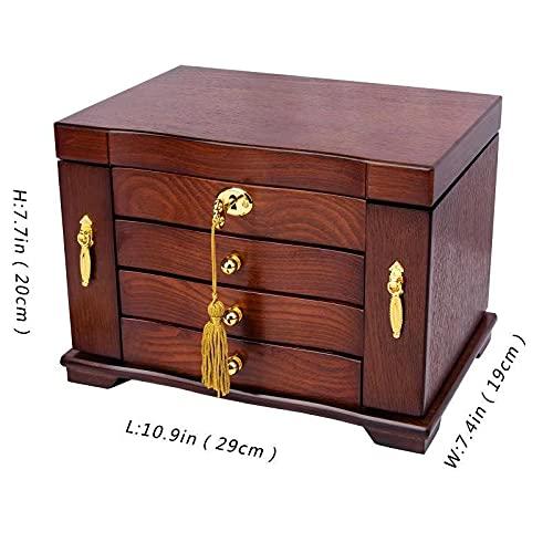 保障できる】木製ジュエリーボックス、ロック可能なミラーギフト