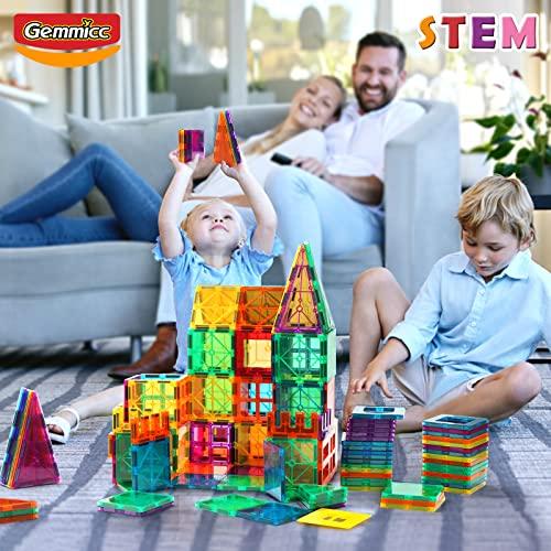 マグネットタイル ビルディングブロック マグネットおもちゃ 子供用 STEM承認済み知育玩具 3Dマグネットパズル スタッキングブロック 平行輸入 Gemmicc タイル セットには 個のマグネット