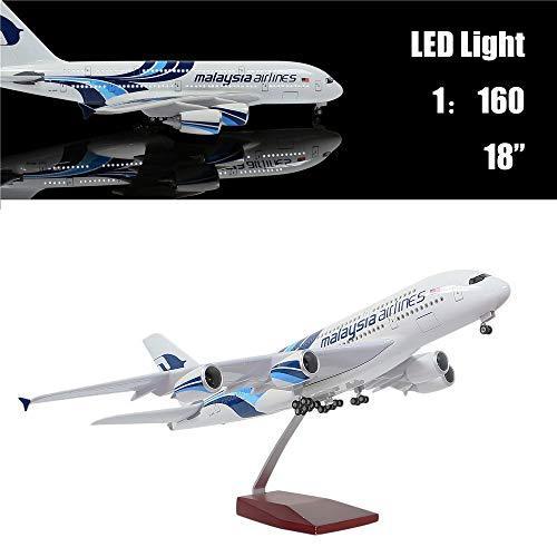 飛行機 1/160スケール 飛行機デスクモデル マレーシア A380モデル 飛行機コレクション LEDライト付き タッチま 平行輸入