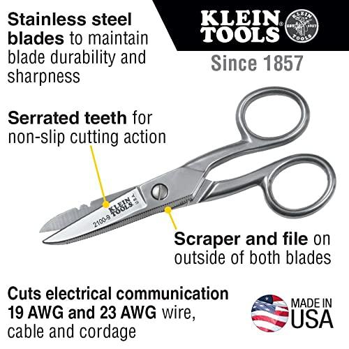 Klein Tools 2100-9 Electricians Scissors Stripping Notches 