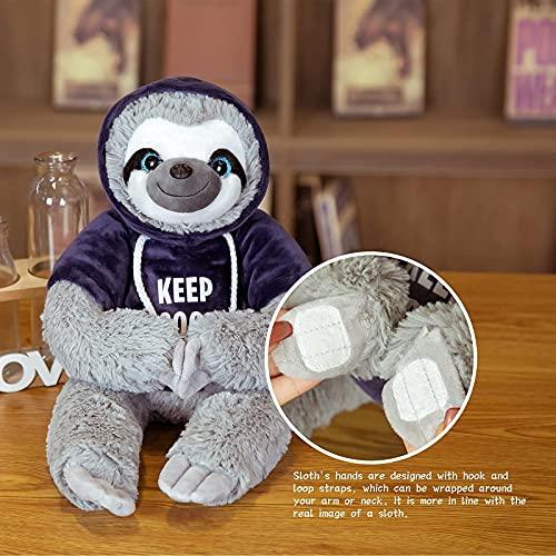 Sloth Stuffed Animal Soft Three-Toed Removable Blue T-Shirt Hanging 平行輸入