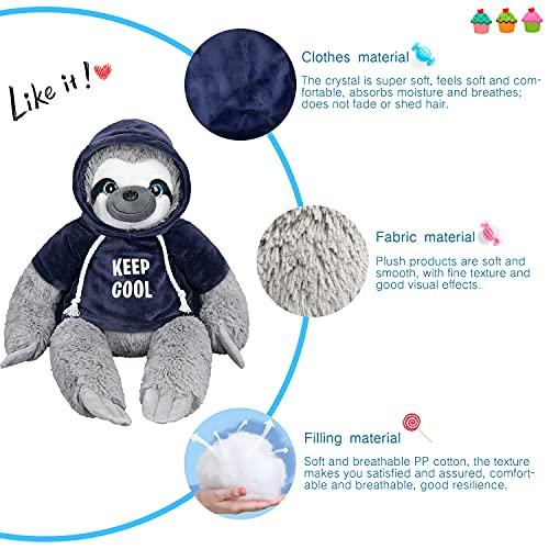 Sloth Stuffed Animal Soft Three-Toed Removable Blue T-Shirt Hanging 平行輸入