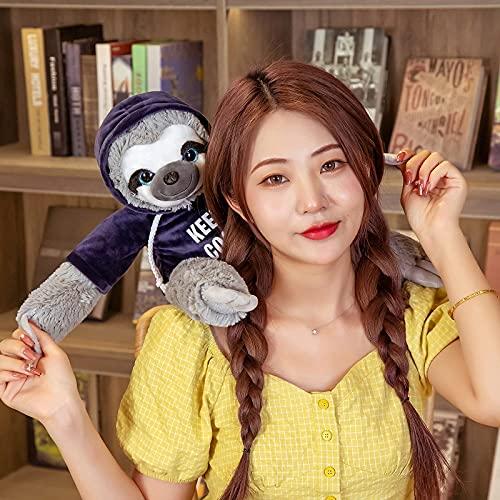 Sloth Stuffed Animal Soft Three-Toed Removable Blue T-Shirt Hanging 平行輸入