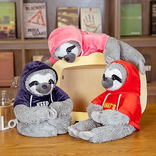 Sloth Stuffed Animal Soft Three-Toed Removable Blue T-Shirt Hanging 平行輸入