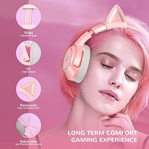 SIMGAL Pink Gaming Headset with Removable Cat Ears  Compatible with  平行輸入｜metamarketh｜04