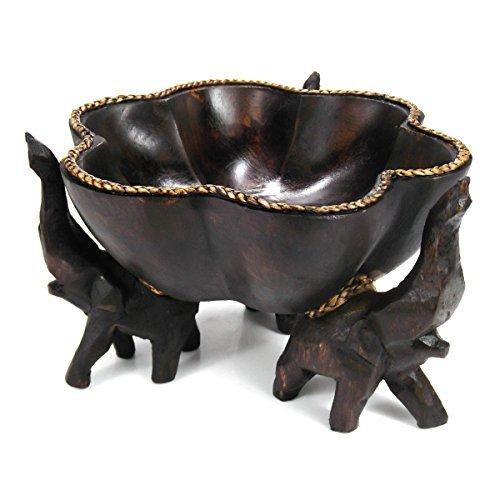 【初回限定お試し価格】 Triumphant Elephant 平行輸入 Th from Carving Handmade - Bowl Wooden Tree Rain 室内装飾