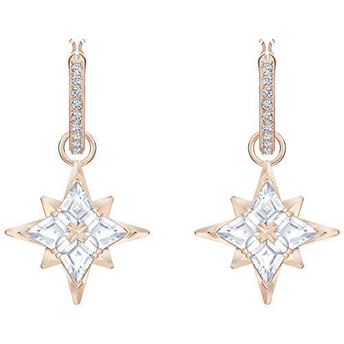 Swarovski Crystal Symbol Pierced Mini Hoop Star Earring White Rose G 平行輸入
