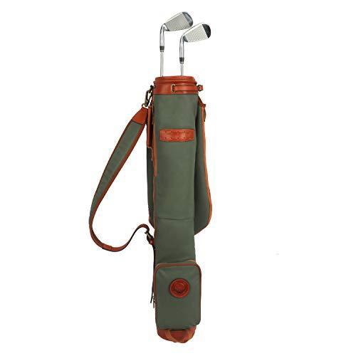 TOURBON ヴィンテージゴルフクラブキャリーバッグ トラベルケース キャンバスとレザー グリーン 平行輸入