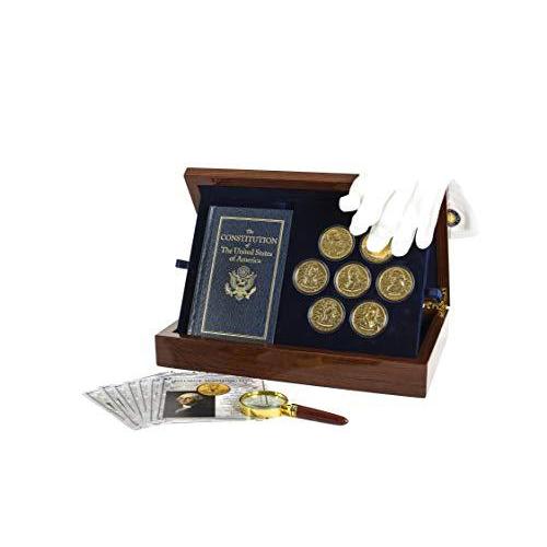 Franklin Mint Founding Fathers コインコレクション ? 7ピース 24K 金メッキ コレクターコイン 木と 平行輸入｜metamarketh｜02