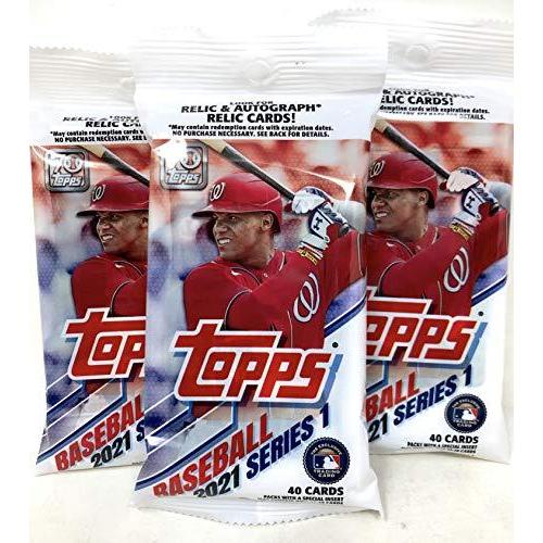 Topps 2021 シリーズ 1 野球ファットパック (3パック) 平行輸入 平行輸入