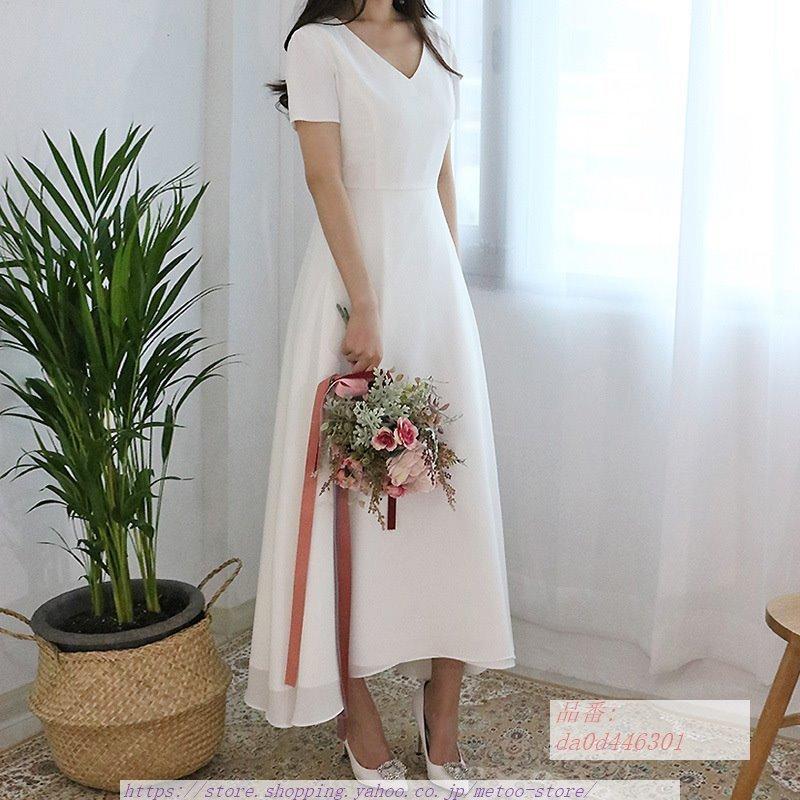大特価放出 ドレス 半袖 ウェディグドレス 大きいサイズ 結婚式 安い 二次会 演奏会 ワンピース 花嫁白 小さいサイズ 発表会 パーティドレス ミモレ丈 エンパイアライン サイズ S Www Makehomeeasier Pl