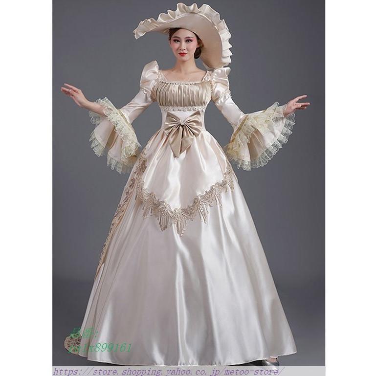 クリスマスファッション ロングドレス お姫様ドレス 演奏会 舞台衣装 イベント プリンセスライン ワンピース 帽子付き 貴族風 パフスリーブ 中世 ヨーロッパ プリンセスライン サイズ M Demolition Training