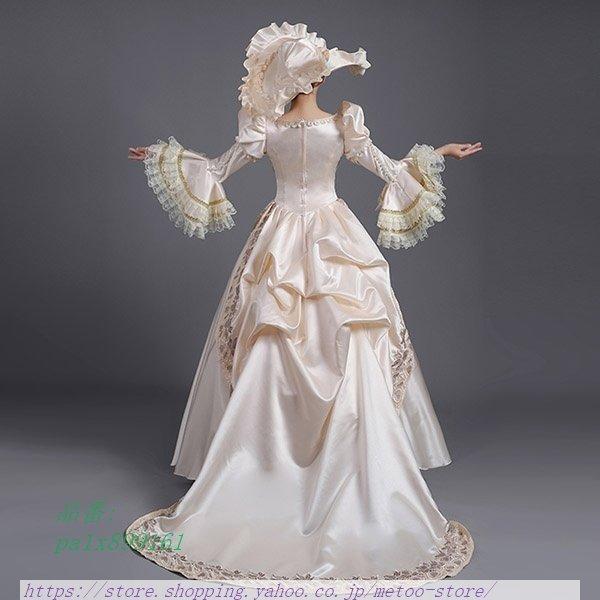 クリスマスファッション ロングドレス お姫様ドレス 演奏会 舞台衣装 イベント プリンセスライン ワンピース 帽子付き 貴族風 パフスリーブ 中世 ヨーロッパ プリンセスライン サイズ M Demolition Training