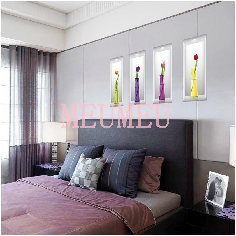 正規逆輸入品 ウォールステッカー 壁紙シール 3d 立体的 トリックアート だまし絵 花瓶 ウォールデコ おしゃれ フラワー チューリップ 花 ルームデコレーション