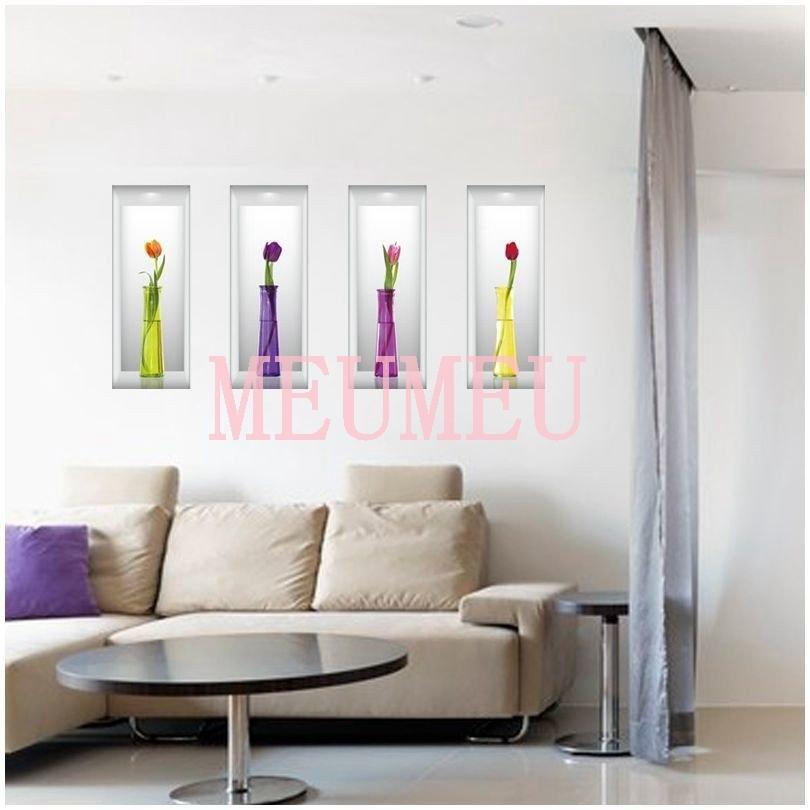正規逆輸入品 ウォールステッカー 壁紙シール 3d 立体的 トリックアート だまし絵 花瓶 ウォールデコ おしゃれ フラワー チューリップ 花 ルームデコレーション