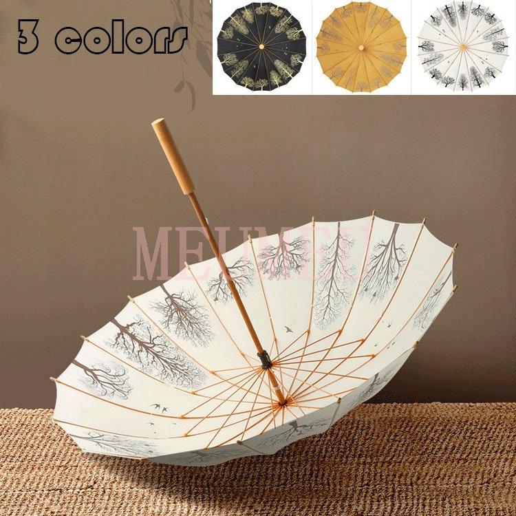 傘 レディース メンズ 長柄 16本骨 レトロ 日傘 雨傘 晴雨兼用 ビッグサイズ Uvカット