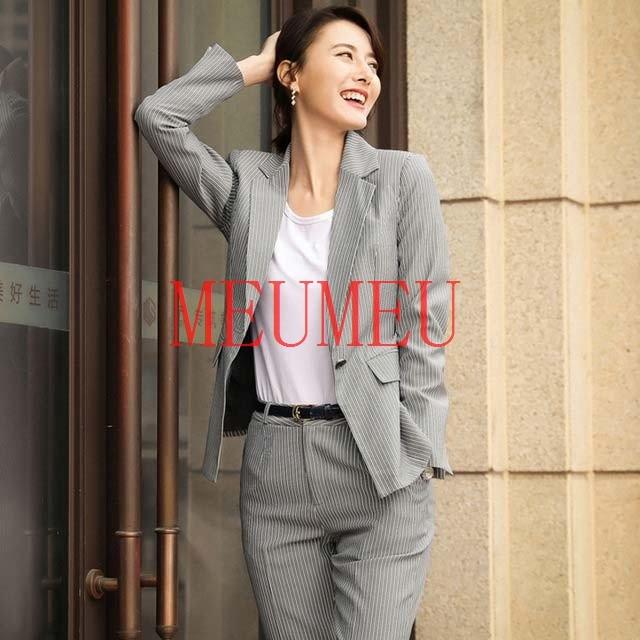 クリアランスショッピング パンツスーツ 上下セット 春夏スーツ レディース ストライプ グレー ピンク ビジネススーツ 通勤 Ol 女性 オフィス 韓国風 おしゃれ 着痩せ 上品 超特価セール店舗 Www Superavila Com