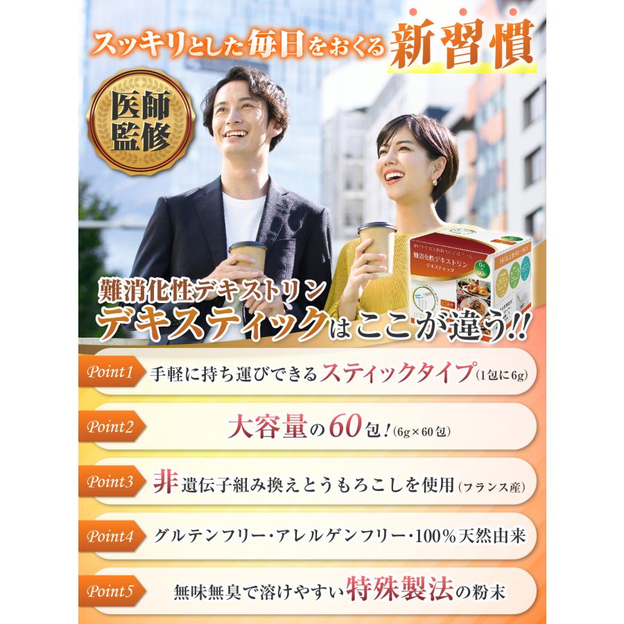 ☆【医師監修】難消化性デキストリン 個包装 大容量(6g×60包)×4箱セット 医師監修】難消化性デキストリン 個包装 大容量(6g×60包) 水溶性