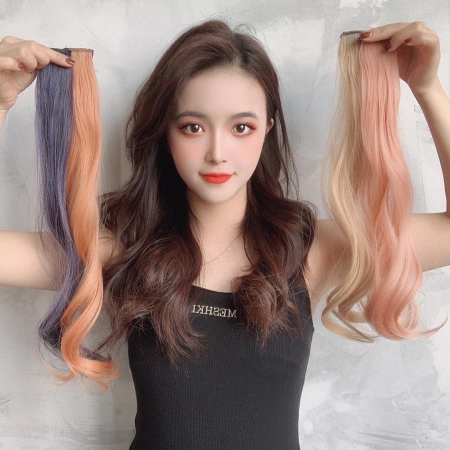 エクステ ワンタッチ カラーエクステ カールタイプ ウィッグ