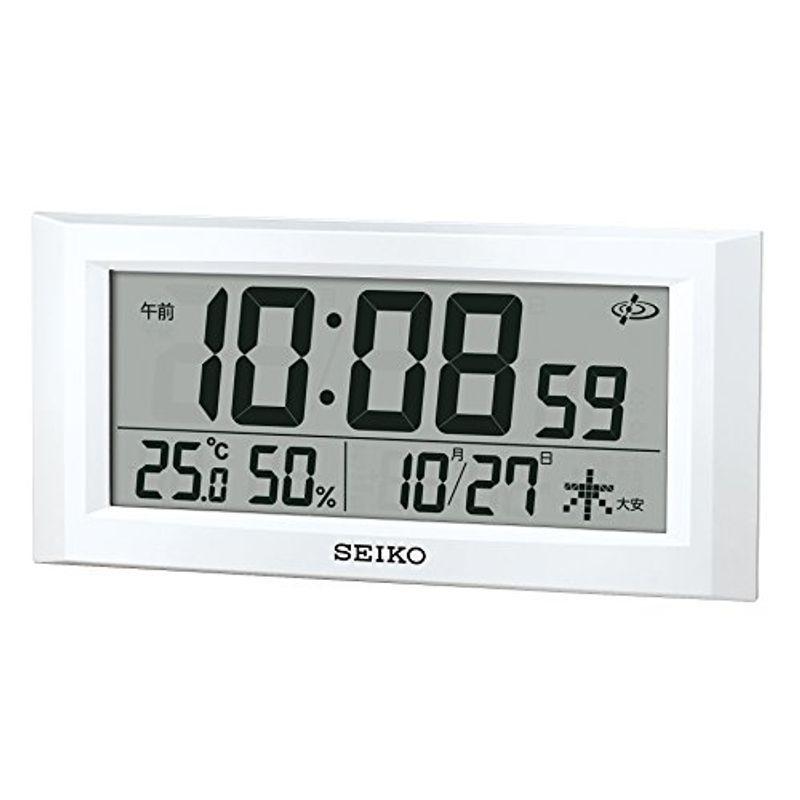 セイコー クロック 掛け時計 置き時計 兼用 置き時計 衛星 電波 デジタル 湿度 カレンダー カレンダー 白 温度 Seiko 湿度